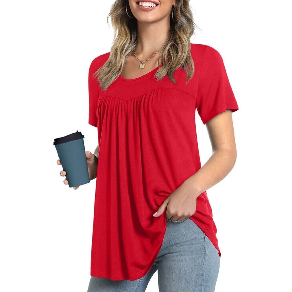 LONGYUAN Women Summer Casual Tops Short Sleeve Tunic Hide Belly Shirts...